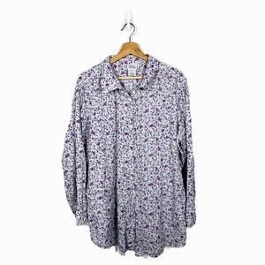 Only Necessities Vintage 90s Y2K Purple Floral Plus Size Button Down